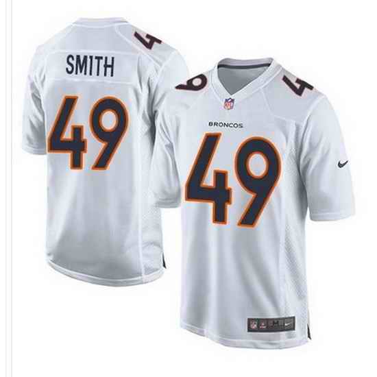 Nike Broncos #49 Dennis Smith White Mens Stitched NFL Game Event Jersey